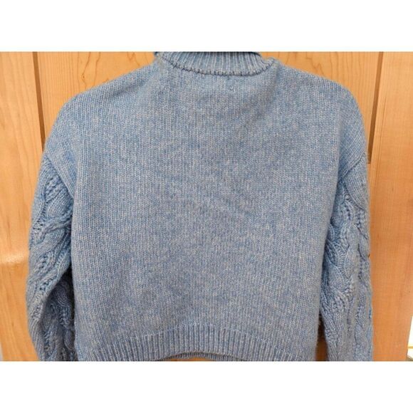 Jessica Simpson Womens Cable Knit Turtleneck Sweater M Cozy Blue - Picture 5 of 6